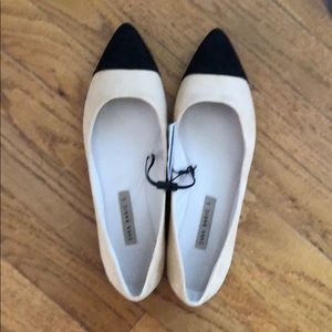 Zara basic black capped nude flats